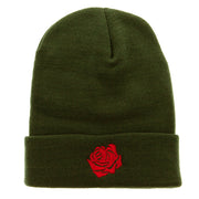 Rose Print Embroidered 12 Inch Long Knitted Beanie