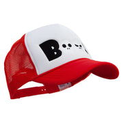 Boo Embroidered Summer Foam Mesh Trucker Cap - Red-White OSFM