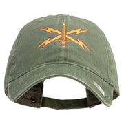 U.S. Army Cyber Corps Embroidered Washed Solid Pigment Dyed Cotton Twill Brass Buckle Cap - Olive OSFM