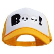 Boo Embroidered Summer Foam Mesh Trucker Cap - Yellow-White OSFM