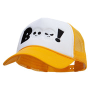 Boo Embroidered Summer Foam Mesh Trucker Cap - Yellow-White OSFM