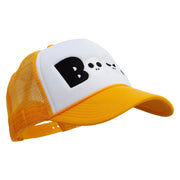 Boo Embroidered Summer Foam Mesh Trucker Cap - Yellow-White OSFM