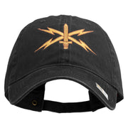 U.S. Army Cyber Corps Embroidered Washed Solid Pigment Dyed Cotton Twill Brass Buckle Cap - Black OSFM