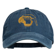 Outline Image of a Parrot Embroidered Washed Cap