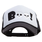 Boo Embroidered Summer Foam Mesh Trucker Cap - Black-White OSFM