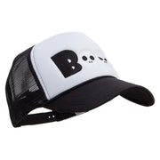 Boo Embroidered Summer Foam Mesh Trucker Cap - Black-White OSFM