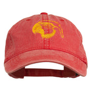 Outline Image of a Parrot Embroidered Washed Cap