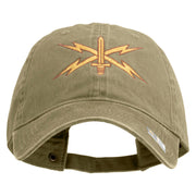 U.S. Army Cyber Corps Embroidered Washed Solid Pigment Dyed Cotton Twill Brass Buckle Cap - Khaki OSFM