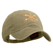 U.S. Army Cyber Corps Embroidered Washed Solid Pigment Dyed Cotton Twill Brass Buckle Cap - Khaki OSFM