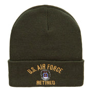 U.S. Air Force Retired Embroidered 12 Inch Long Beanie Made in USA