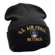 U.S. Air Force Retired Embroidered 12 Inch Long Beanie Made in USA