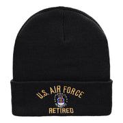 U.S. Air Force Retired Embroidered 12 Inch Long Beanie Made in USA