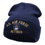 U.S. Air Force Retired Embroidered 12 Inch Long Beanie Made in USA