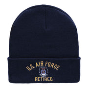 U.S. Air Force Retired Embroidered 12 Inch Long Beanie Made in USA