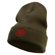 Cartoon Force Embroidered 12 Inch Long Knitted Beanie - Olive OSFM