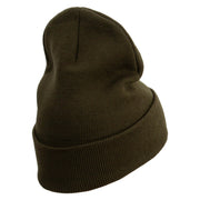 Cartoon Force Embroidered 12 Inch Long Knitted Beanie - Olive OSFM