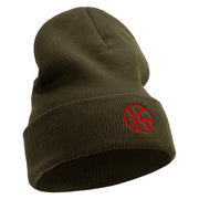 Cartoon Force Embroidered 12 Inch Long Knitted Beanie - Olive OSFM