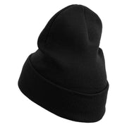 Cartoon Force Embroidered 12 Inch Long Knitted Beanie - Black OSFM