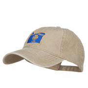 Oregon State Flag Map Embroidered Washed Cap