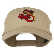 Oriental Dragon Embroidered Washed Cap