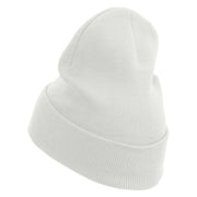 Cartoon Force Embroidered 12 Inch Long Knitted Beanie - White OSFM
