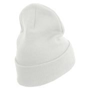 Cartoon Force Embroidered 12 Inch Long Knitted Beanie - White OSFM