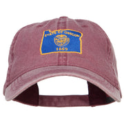 Oregon State Flag Map Embroidered Washed Cap