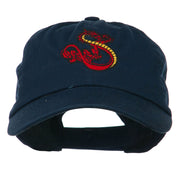 Oriental Dragon Embroidered Washed Cap