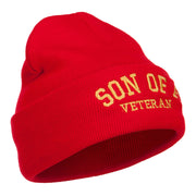 Son of a Veteran Embroidered Long Beanie