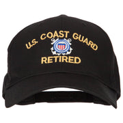 US Coast Guard Retired Logo Embroidered Solid Cotton Pro Style Cap