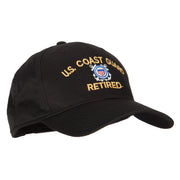 US Coast Guard Retired Logo Embroidered Solid Cotton Pro Style Cap