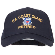 US Coast Guard Retired Logo Embroidered Solid Cotton Pro Style Cap