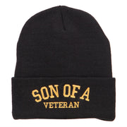 Son of a Veteran Embroidered Long Beanie