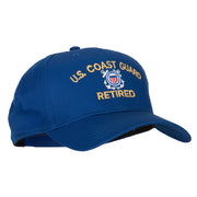 US Coast Guard Retired Logo Embroidered Solid Cotton Pro Style Cap