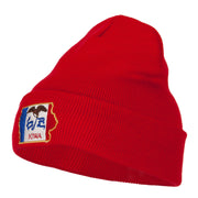 Iowa State Flag Map Embroidered Long Beanie