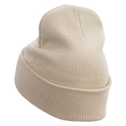Fire Demon Embroidered 12 Inch Long Knitted Beanie - Birch OSFM
