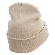 Fire Demon Embroidered 12 Inch Long Knitted Beanie - Birch OSFM