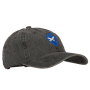 Scotland Flag Map Embroidered Washed Cotton Twill Cap