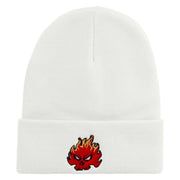 Fire Demon Embroidered 12 Inch Long Knitted Beanie