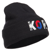 South Korea KOR Flag Embroidered Long Beanie