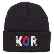 South Korea KOR Flag Embroidered Long Beanie