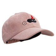 Halloween Cat with Hat Embroidered Premium Corduroy Cap - Lt-Pink OSFM