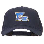 Louisiana State Flag Map Embroidered Solid Cotton Pro Cap