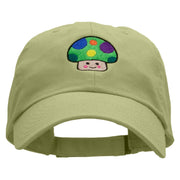 Green Mushroom Embroidered Low Profile Dyed Cotton Twill Cap