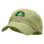 Green Mushroom Embroidered Low Profile Dyed Cotton Twill Cap