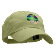 Green Mushroom Embroidered Low Profile Dyed Cotton Twill Cap