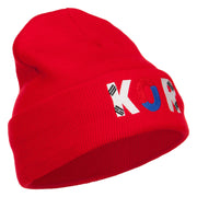 South Korea KOR Flag Embroidered Long Beanie