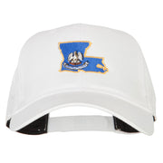 Louisiana State Flag Map Embroidered Solid Cotton Pro Cap