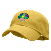 Green Mushroom Embroidered Low Profile Dyed Cotton Twill Cap