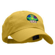 Green Mushroom Embroidered Low Profile Dyed Cotton Twill Cap